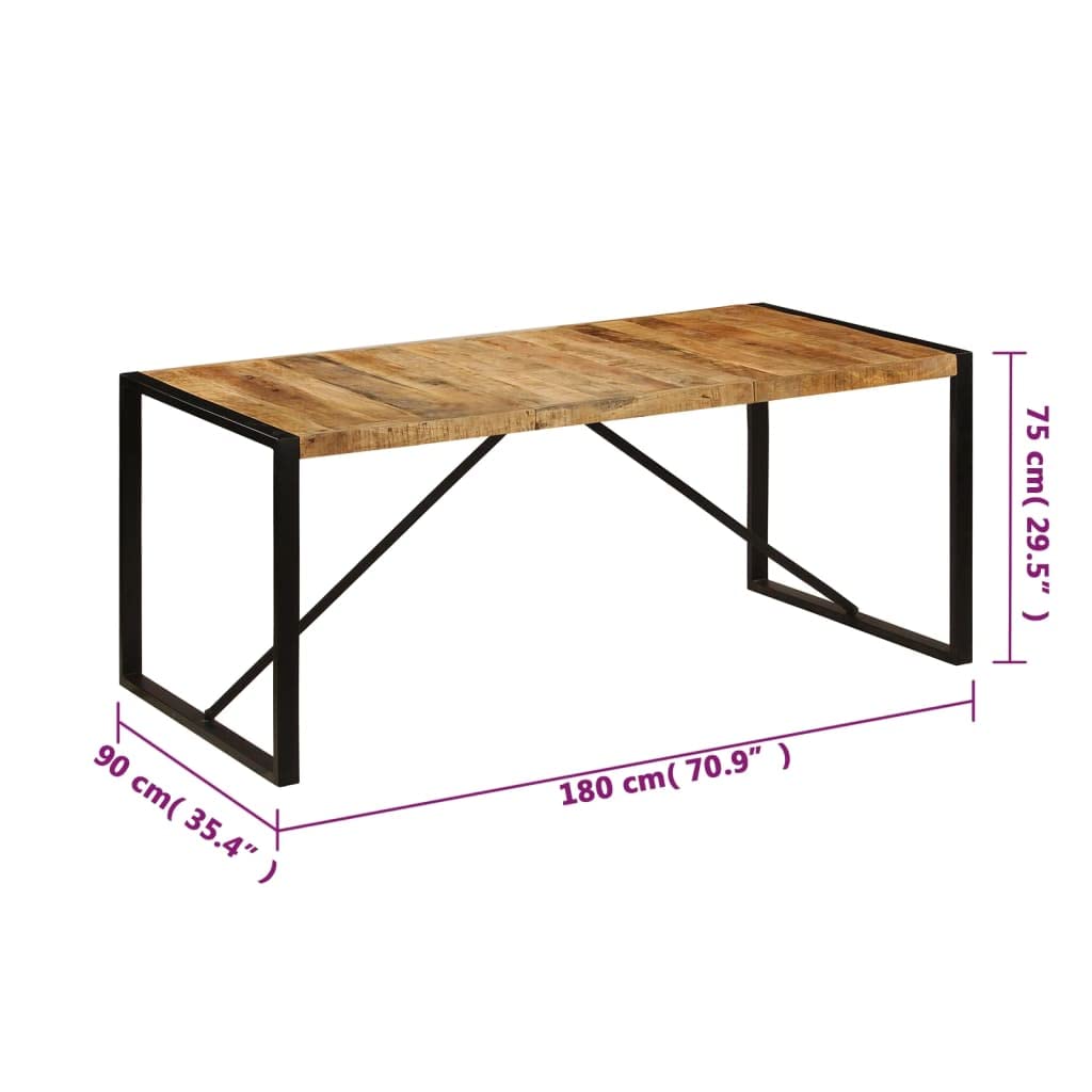 vidaXL Industrial Dining Table - Solid Mango Wood with Sturdy Steel Legs - Polished, Lacquered and Easy to Assemble - Brown and Black