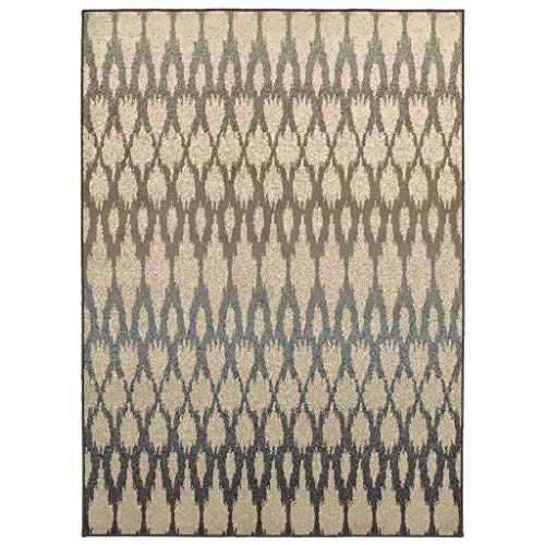 HomeRoots Polypropylene 6' x 9' Ivory Gray Light to Dark Geometric Indoor Area Rug