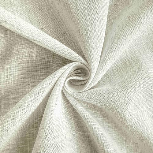 Koufall 90 Inch Curtains Long,Linen Sheer Semi Light Filtering Country Farmhouse Boho Window Treatments For Living Room Bedroom,Cream Ivory Off White