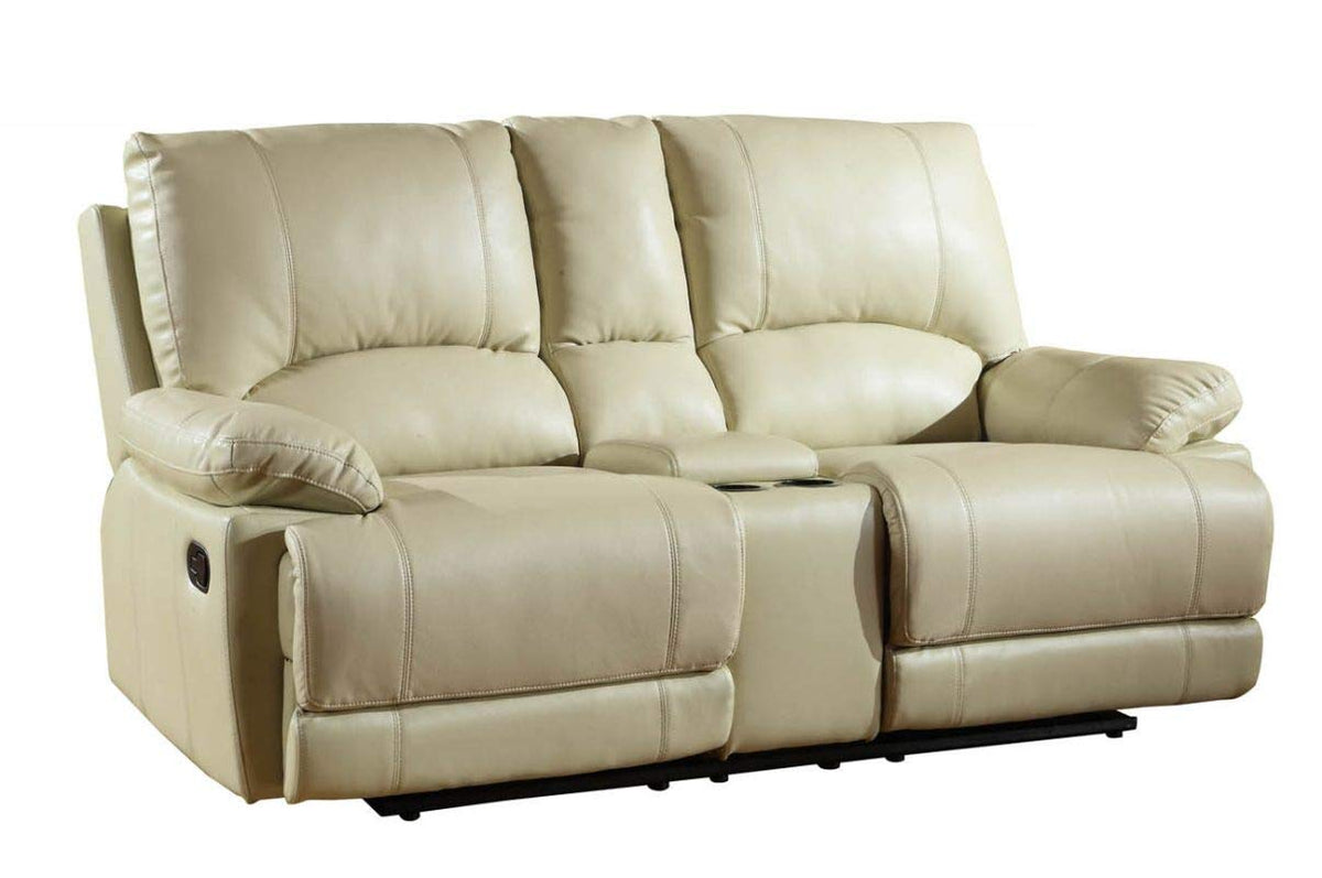 HomeRoots 41&quot; Stylish Beige Leather Console Loveseat