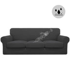 Easy-Going 100% Dual Waterproof 4 Pieces Oversized Cover Stretch Soft Couch Cover For Dogs, Sofa Slipcover For 3 Separate Cushion Couch Leakproof Furniture Protector For Kids, Pets Dark Gray
