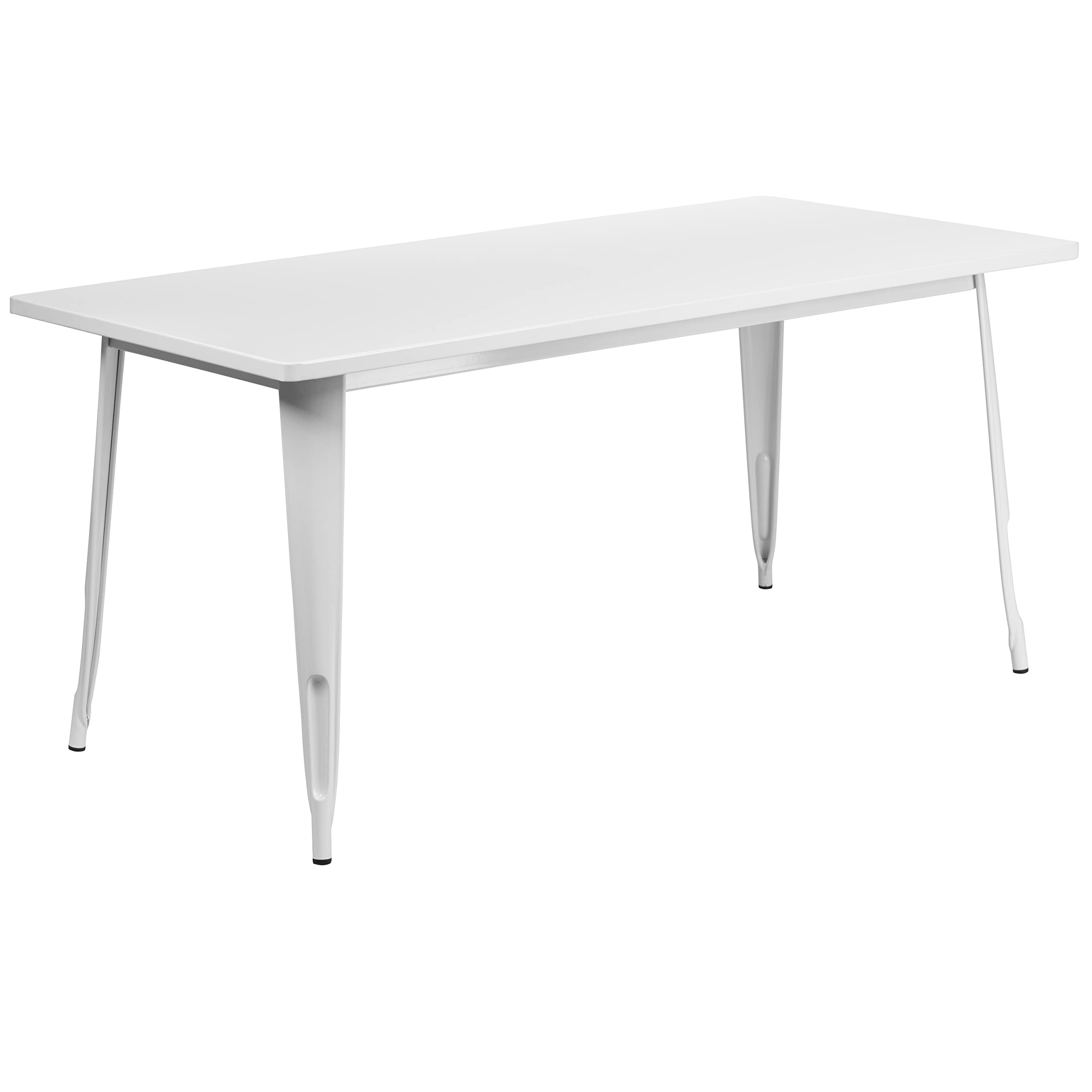 Flash Furniture Commercial Grade 31.5" x 63" Rectangular White Metal Indoor-Outdoor Table Set with 4 Stack Chairs