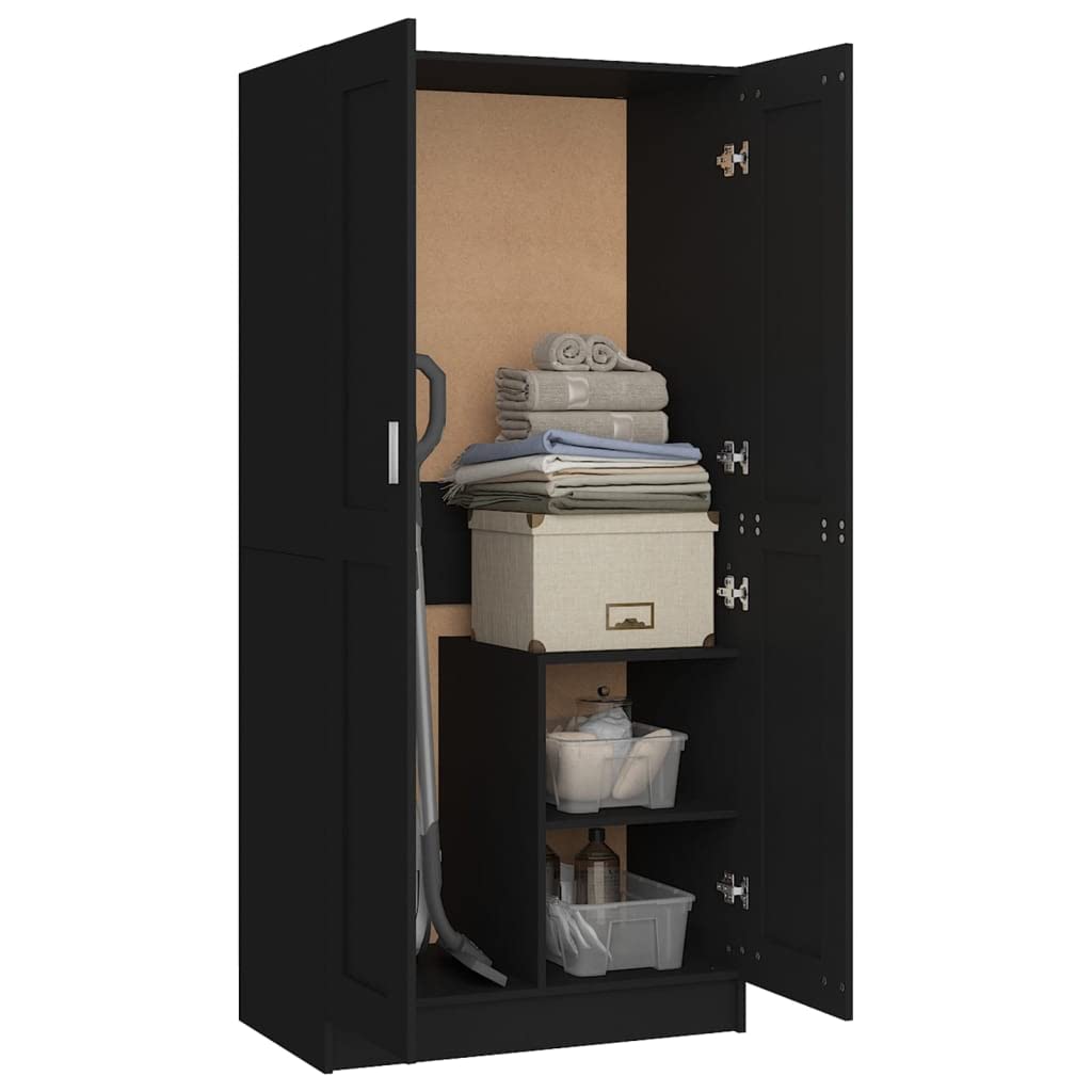 vidaXL Wardrobe Black 32.5"x20.3"x70.9" Engineered Wood