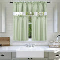 3Pc Set Solid Faux Silk Lined Blackout Rod Pocket Small Kitchen Window Curtain with Valance (K3) (SAGE Green)