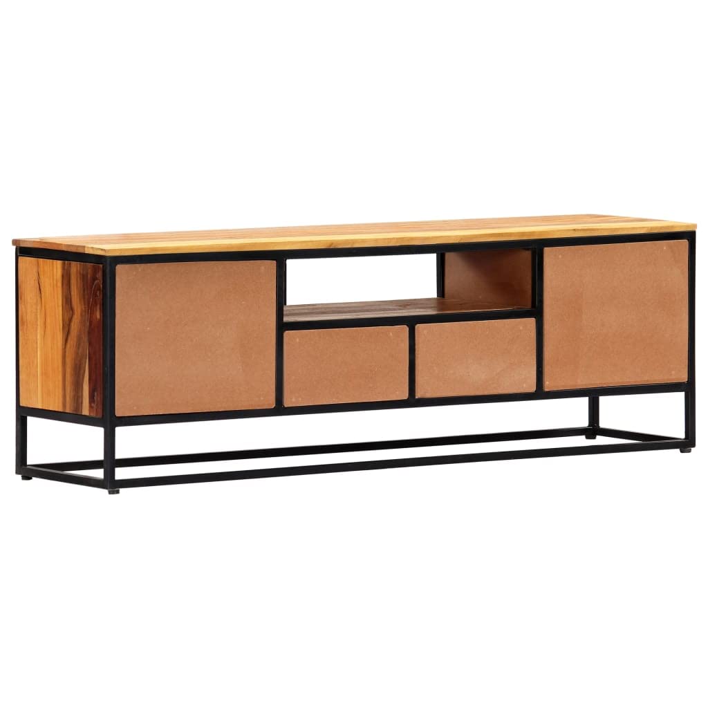 vidaXL TV Stand TV Unit Sideboard Console - Solid Reclaimed Wood & Steel, Mid-Century, 2 Doors, 2 Drawers, 1 Compartment, Brown, 47.2&quot;x11.8&quot;x15.7&quot;