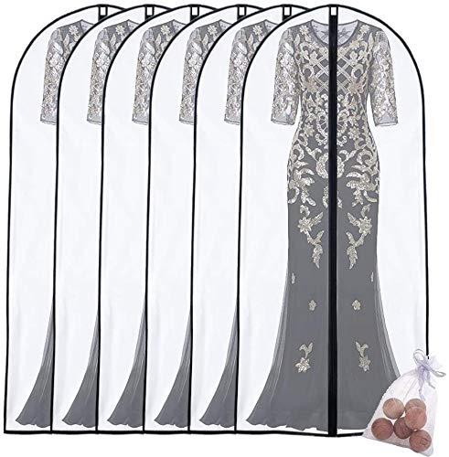 Hanging Garment Bag Covers 60 inch Foldable Washable Black Dress Bags and Balls for Long Dress Dance Costumes Suits Gowns Coats
