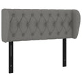 vidaXL Stylish Headboard with Ears - Dark Gray Fabric Made, Engineered Wood and Solid Larch Wood, Foam Filled, Measures 40.6"x9.1"x30.7"/34.6"(WxDxH)