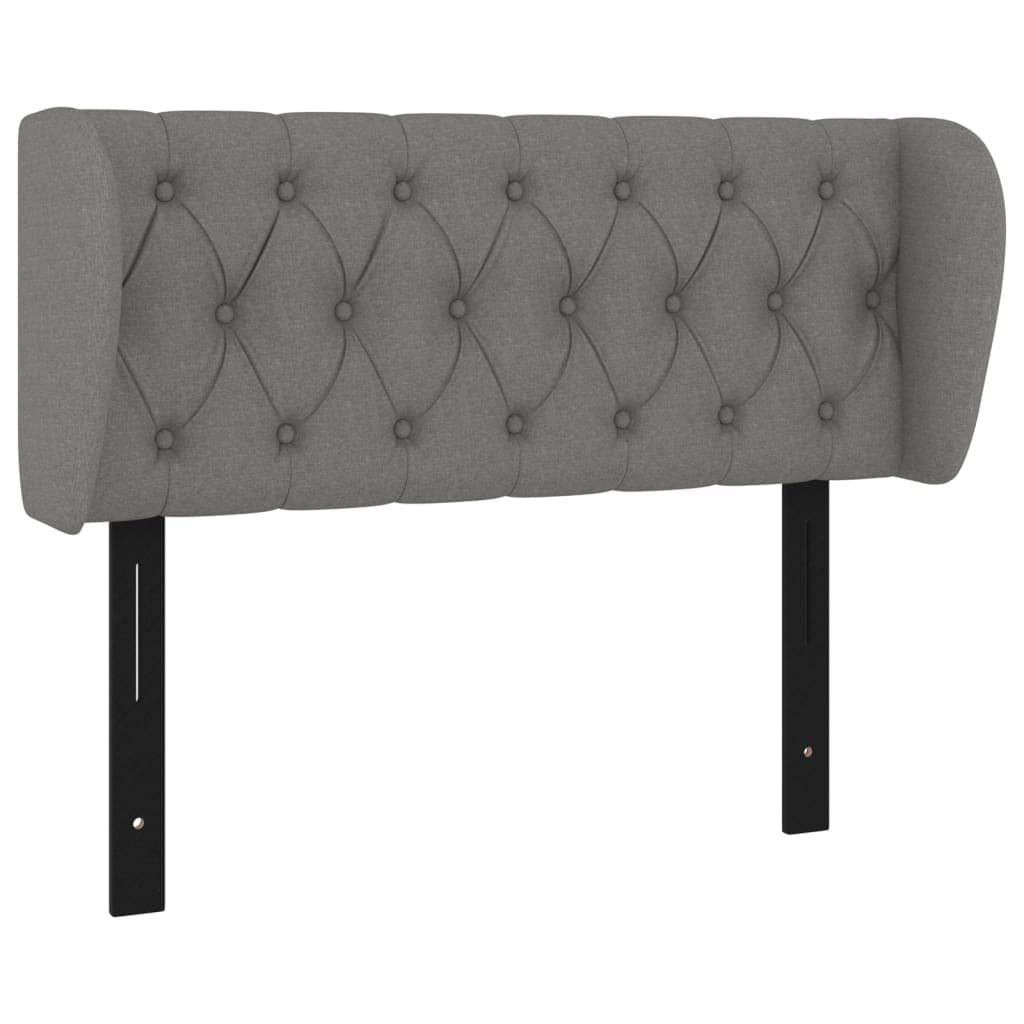 vidaXL Stylish Headboard with Ears - Dark Gray Fabric Made, Engineered Wood and Solid Larch Wood, Foam Filled, Measures 40.6"x9.1"x30.7"/34.6"(WxDxH)