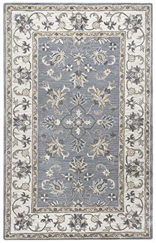 Liberty 8' Round Border Gray/Tan/Ivory Hand-Tufted Area Rug