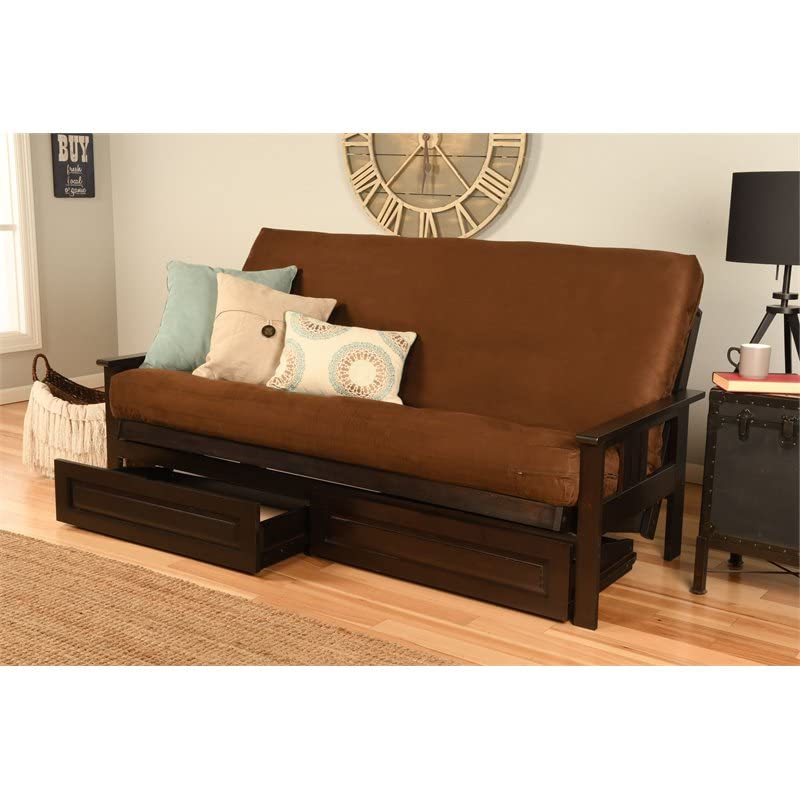 Kodiak Furniture Monterey Espresso Storage Sofa with Suede Chocolate Mattress