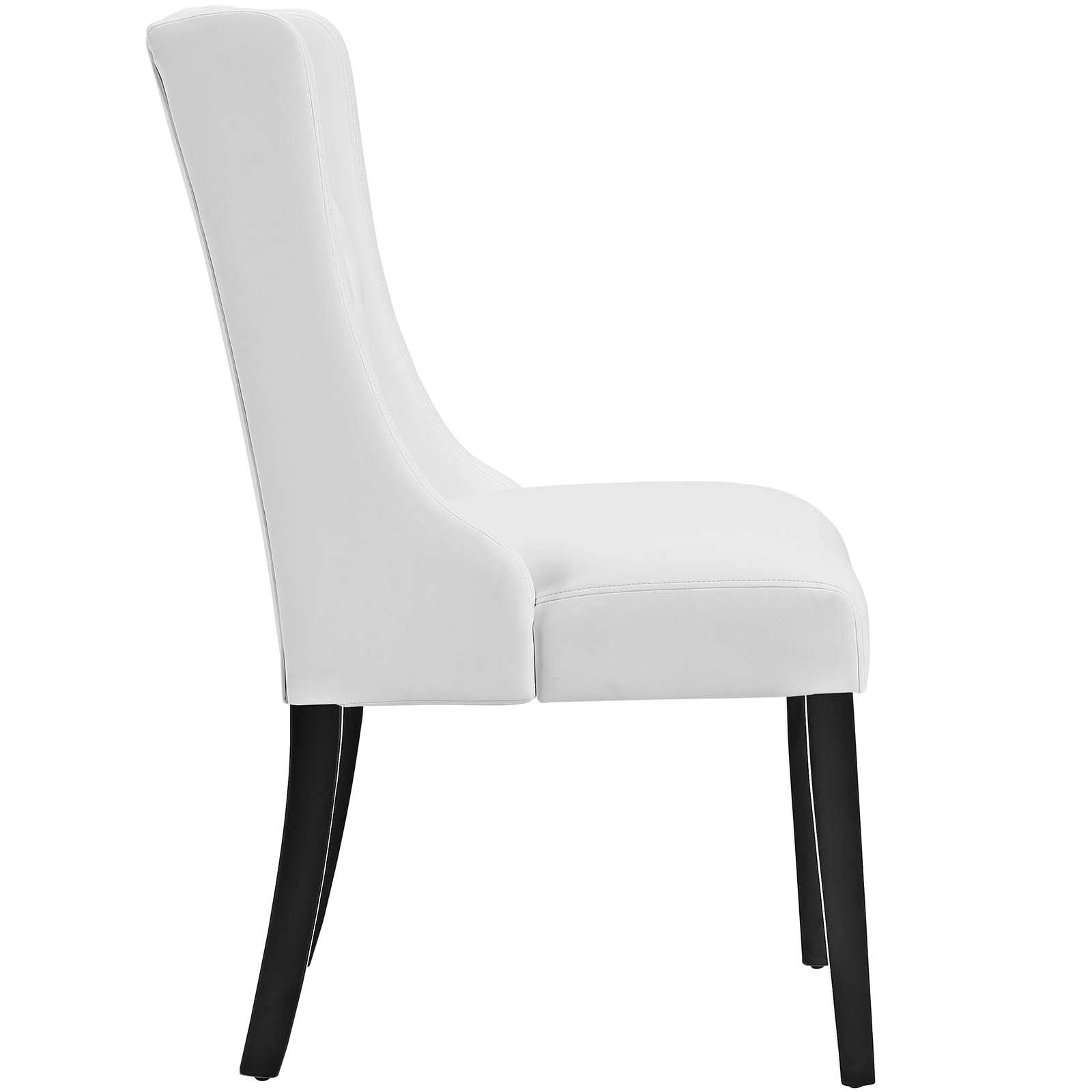 Modway Baronet Modern Tufted Faux Leather Upholstered Two Dining Chairs In White
