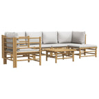 vidaXL 7 Piece Bamboo Patio Lounge Set with Light Gray Cushions - Durable Bamboo Furniture for Outdoor, Patio, Garden with Convenient Modular Design