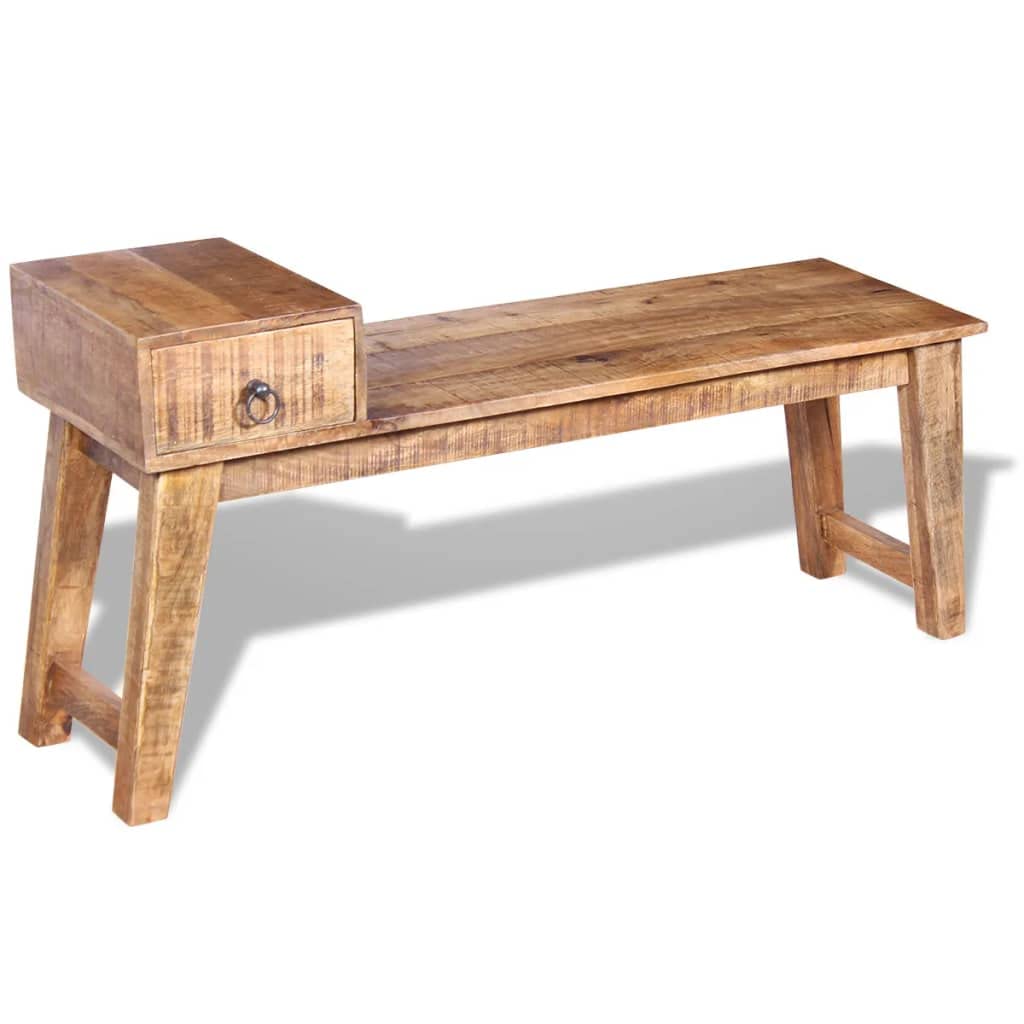 vidaXL Bench with Drawer Solid Mango Wood 47.2&quot;x14.2&quot;x23.6&quot;