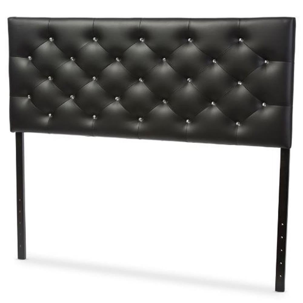 Baxton Studio Viviana Modern and Contemporary Black Faux Leather Upholstered Button-Tufted Full Size Headboard