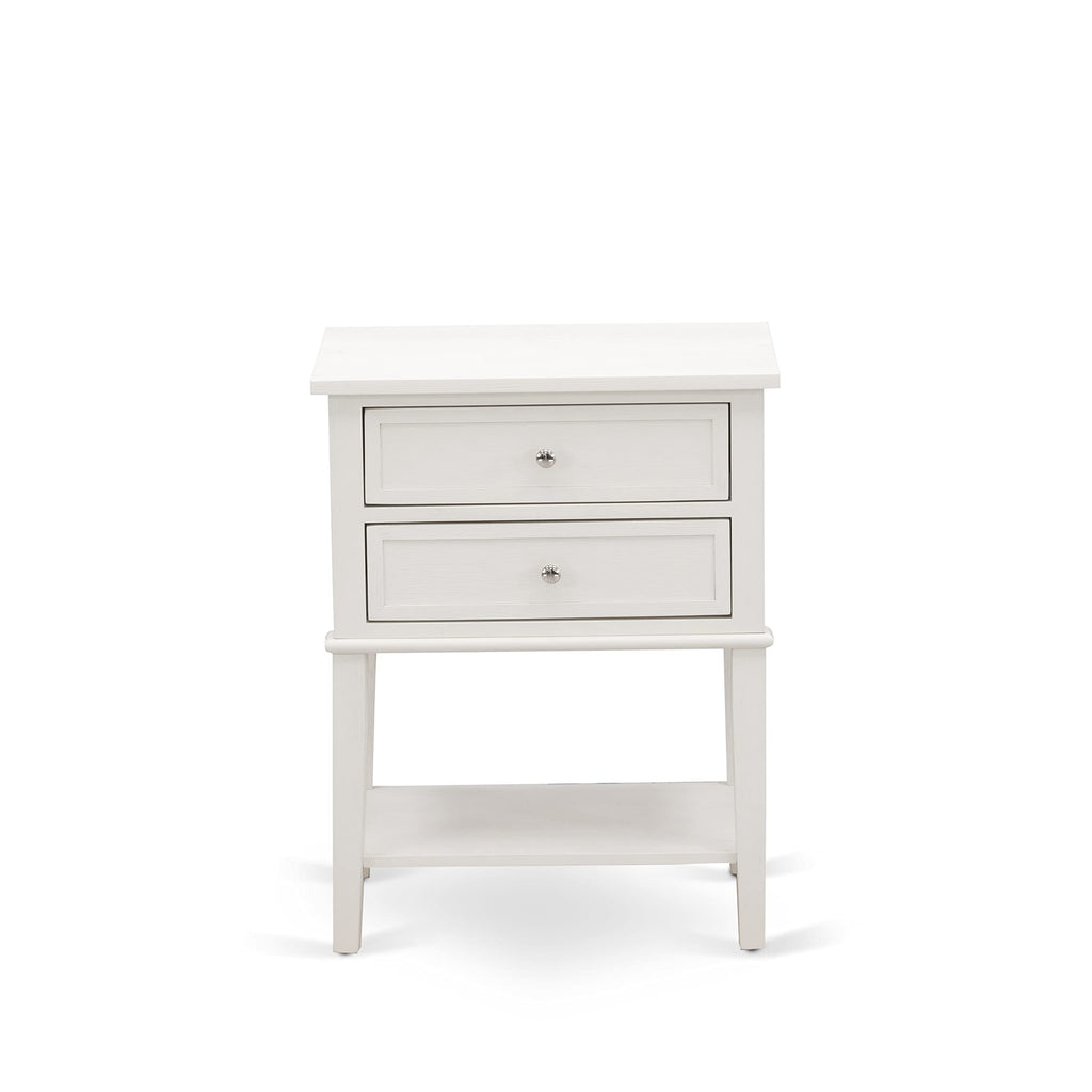 East West Furniture KD16Q-2VL0C 3 Piece Queen Size Bed Set - 1 Queen Bed Dark Khaki Linen Fabric Padded and Button Tufted Headboard with 2 Nightstand - Wire Brushed Butter Cream Finish Nightstand