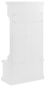 Crosley Furniture Shoreline Hall Tree with Storage Cabinets and Coat Rack Hooks for Hanging, White