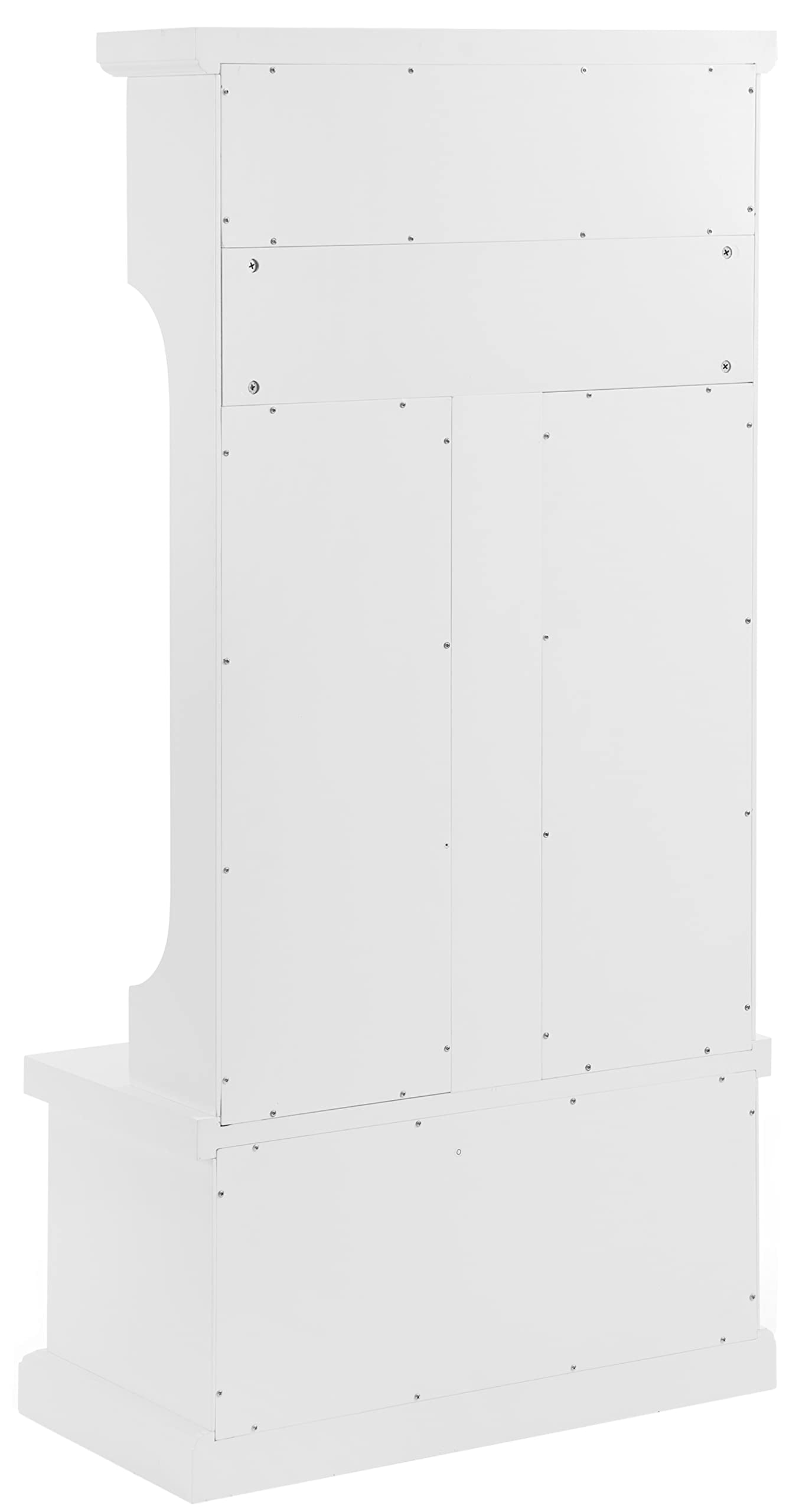 Crosley Furniture Shoreline Hall Tree with Storage Cabinets and Coat Rack Hooks for Hanging, White