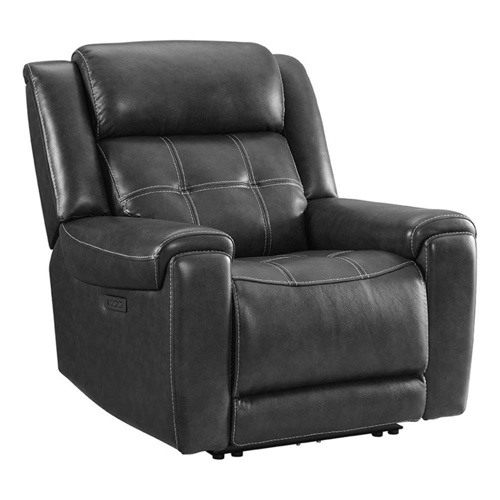 Intercon Regis Dual-Power Recliner with Power Headrest, Baron Charcoal