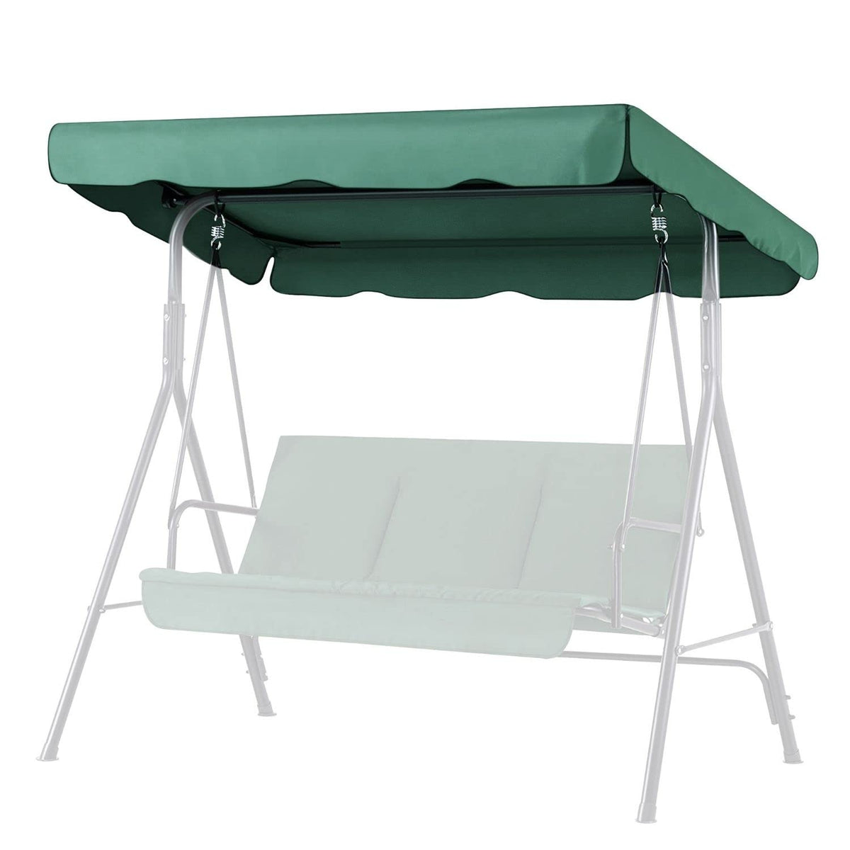 Flexzion Porch Swing Canopy Replacement Patio Swing Cover, Green 66' X 45' 2 Seat Bench Glider Swings Shade Top Fabric Uv Weather Waterproof For Outdoor Garden Patio Yard Park Porch Seat Furniture