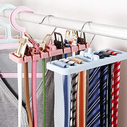 Orcoa Plastic 8 Slot Tie Belt Scarf Rack Holder Organizer For Closet Wardrobe Storage (Random Colours), Multicolored