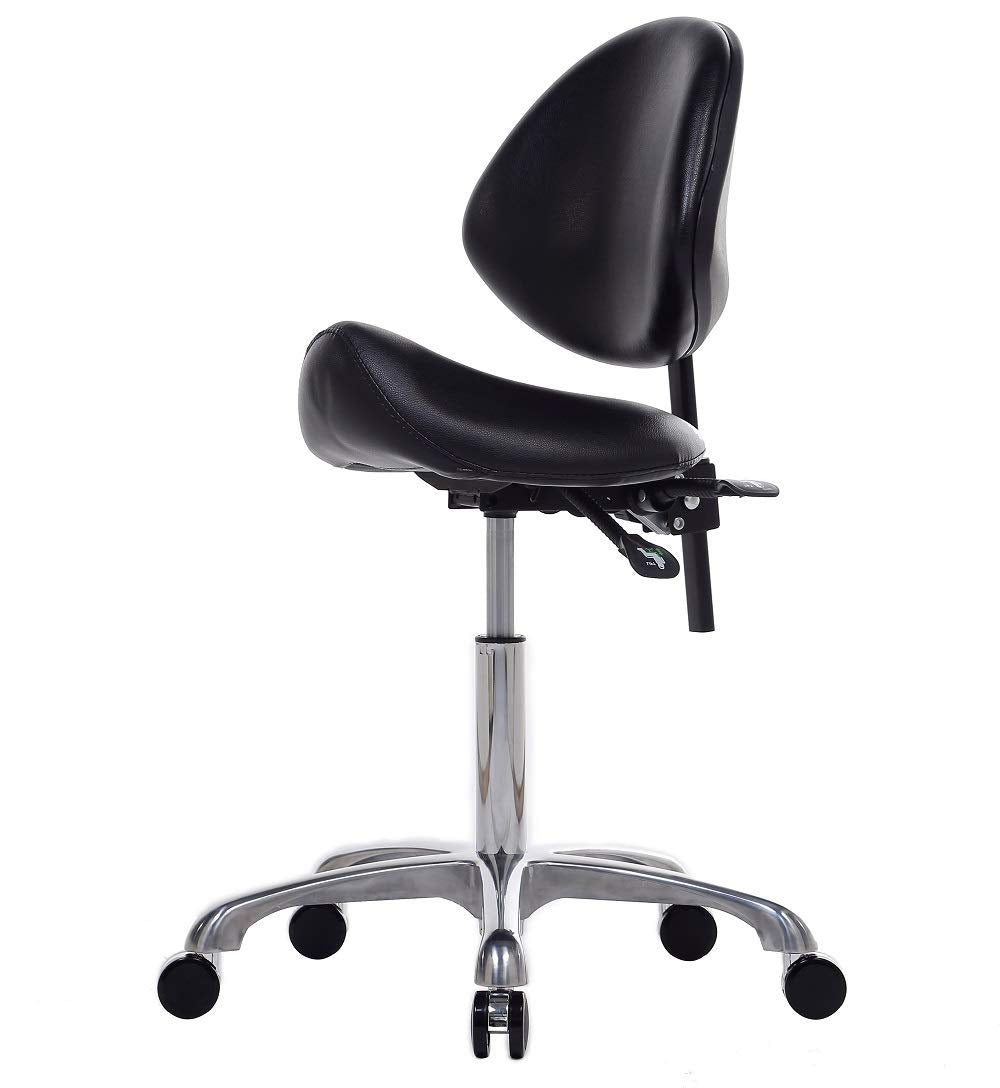 FRNIAMC Hydraulic Saddle Rolling Adjustable, Heavy-Duty (350 lbs) Stool Chair for Beauty Salon Massage Dental Clinic Office(with