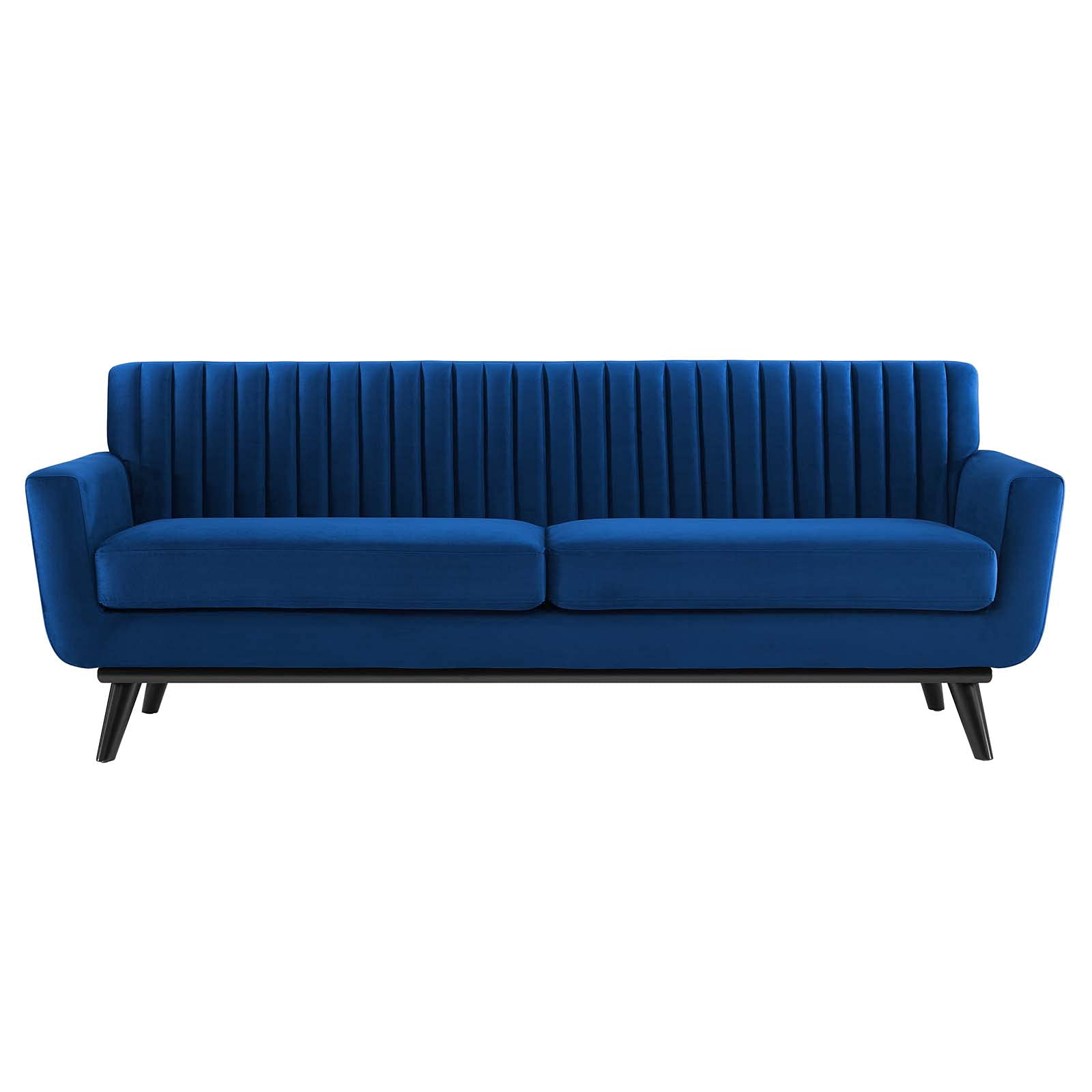 Modway Engage Channel Tufted Performance Velvet Sofa in Navy