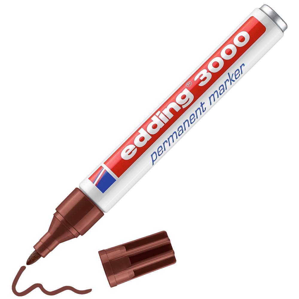 Edding 3000 Permanent Marker - Brown - 1 Pen - Round Nib 1.5-3 Mm - Quick-Drying Permanent Markers - Waterproof, Smudge-Proof -