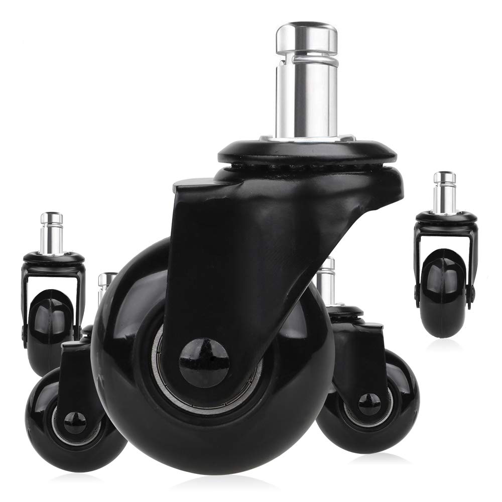 8T8 Replacement Chair Caster Wheels 2', Heavy Duty Wheels With Plug-In Stem 7/16'X7/8',Quiet & Smooth Rolling, No Chair Mat N