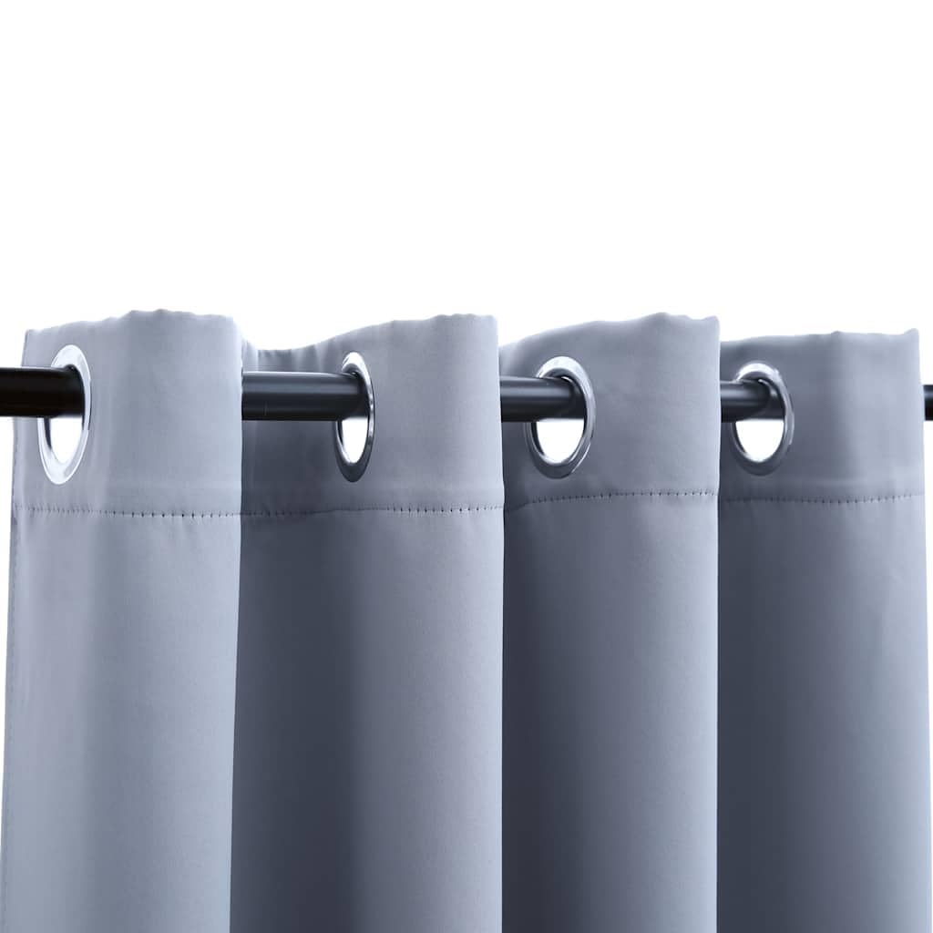 Vidaxl Blackout Curtains With Rings - Gray - 54"X95" - Fabric Material - Ideal For Living Room, Bedroom, Office - Machine Washable - Blocks Up To 95% Light