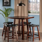 Ergode Wood Perrone High Table Set | Expandable Dining Solution | 2 Stools | Walnut Finish | Space-Saving | 160lbs Weight Limit (94506-VV)
