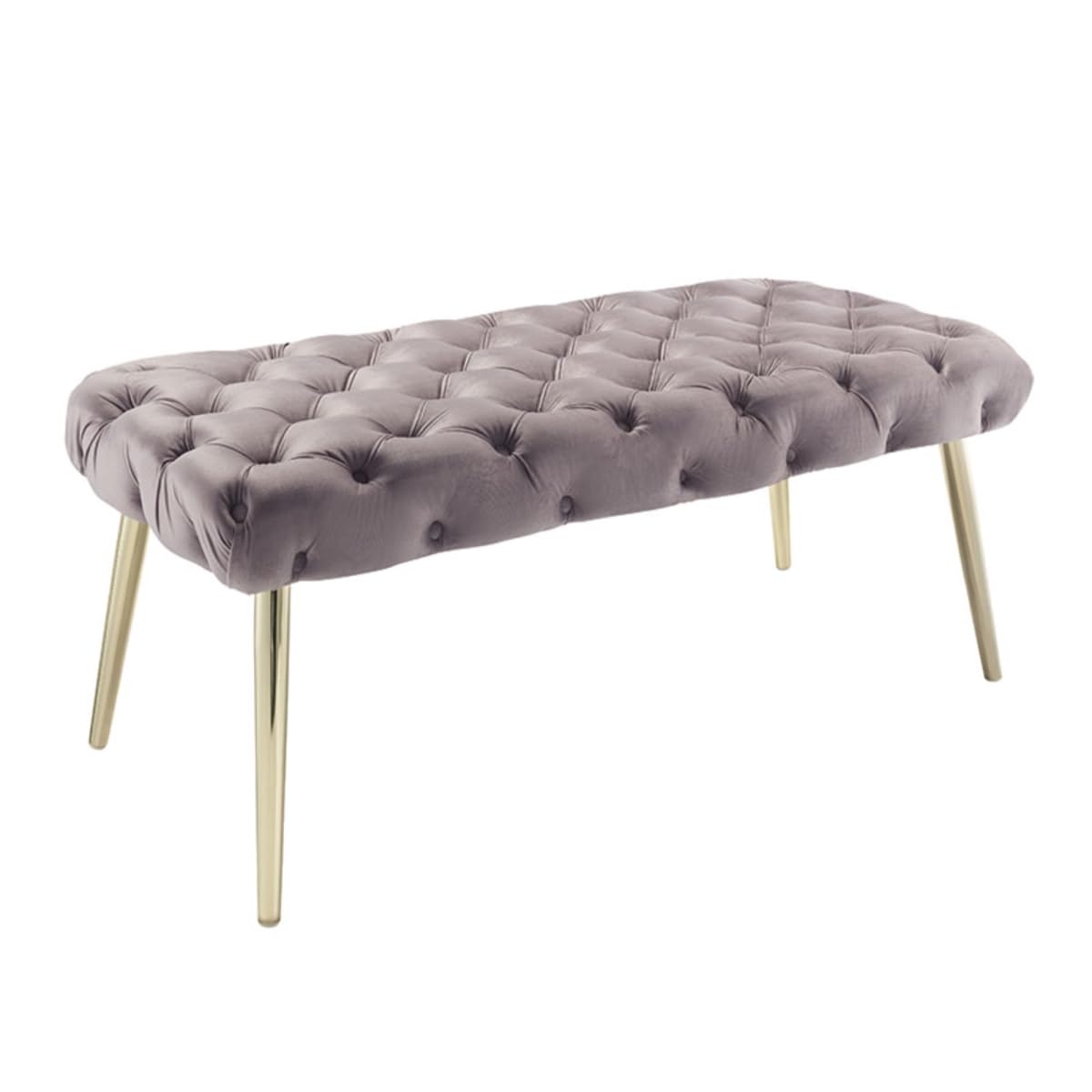 HomeRoots 490968 20.5 x 20.9 x 48.4 in. Lilac & Gold Upholstered Upholstery Bedroom Bench