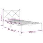 vidaXL White Metal Bed Frame with Headboard - Sturdy Support, Classic Design, Slatted, Under-Bed Storage, Assembly Required 81.5x41.3x35.6 inches