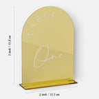Gold Mirror Arched Wedding Table Numbers With Stands 1-10, 5X7 Inch Acrylic Arch Sign With Holder, Table Number 1-10, 5''X7'')
