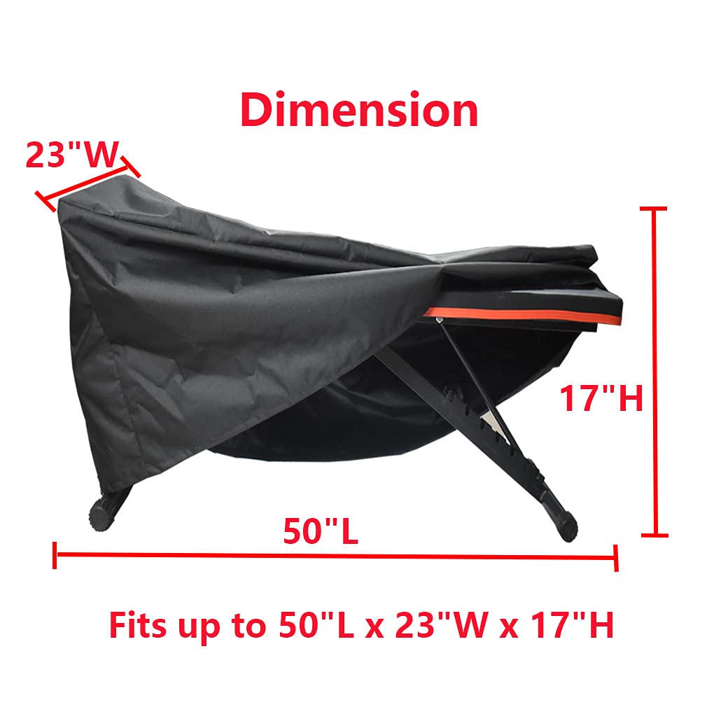 Mini Lustrous Weight Bench Cover, Adjustable Exercise Workout Bench Cover, Waterproof 600D Oxford Fabric For Indoor And Outdoor Use, 50' L X 23' W X 17' H(Black)