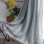 Colorbird Curtains For Living Room 2 Panels Set, Linen Curtains 84 Inches Long, Grey Blue Boho Bedroom Room Darkening Curtains &