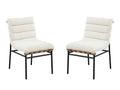 LILOLA LIVING Lahni White Boucle Fabric Set of 2 Dining Chair with Black Iron Legs