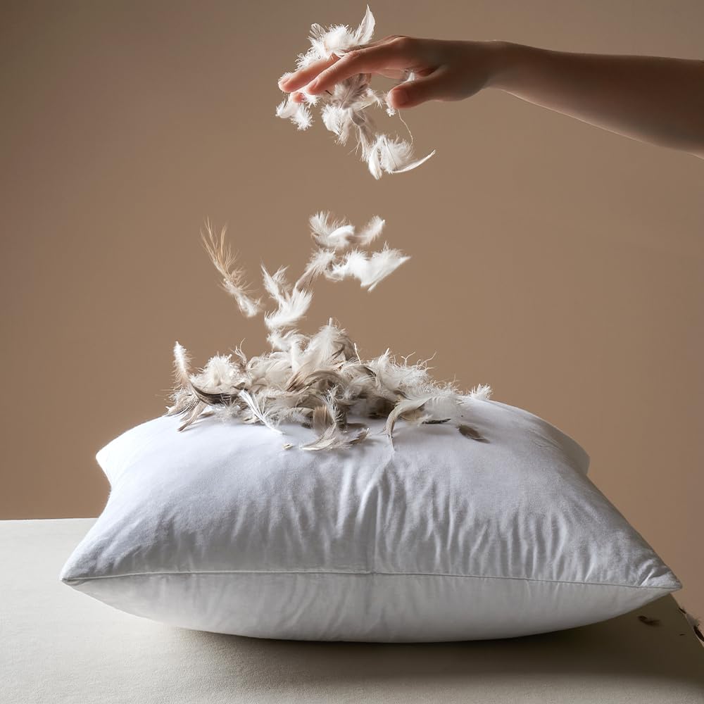 Miulee 30X30 Pillow Inserts, Pack Of 2 Down Feather Throw Pillow Inserts, Decorative Fluffy Throw Pillows Cotton Fabric For Living Room Sofa Bed