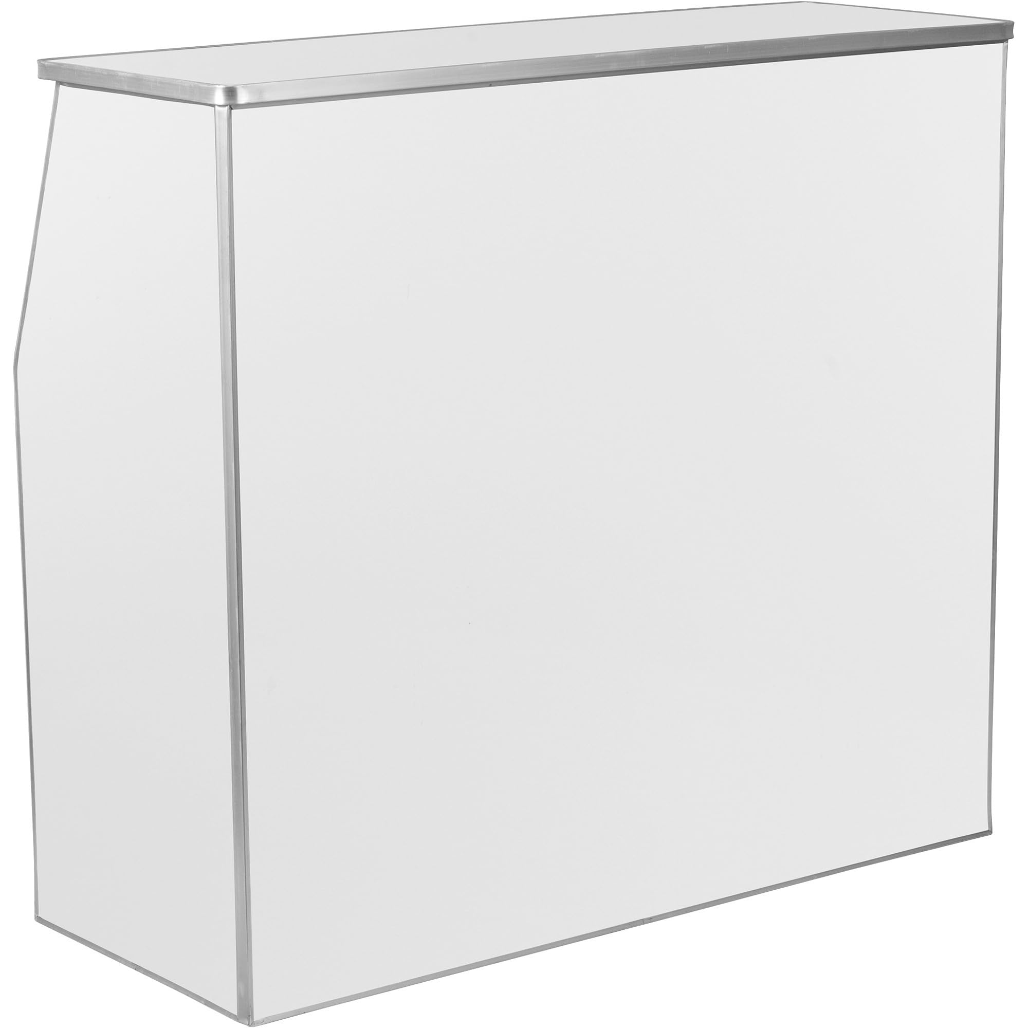 Flash Furniture 4' Folding Portable Event Bar With Top And Middle Shelves, Mobile Laminate Foldable Bar For Parties And Events, White