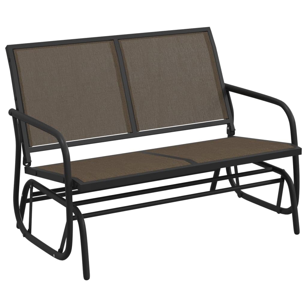 Vidaxl Brown Garden Glider Bench With High-Rise Back And Armrests – Durable Textilene And Steel Material, Uv Resistant, Comfortable Seating For Outdoor Use