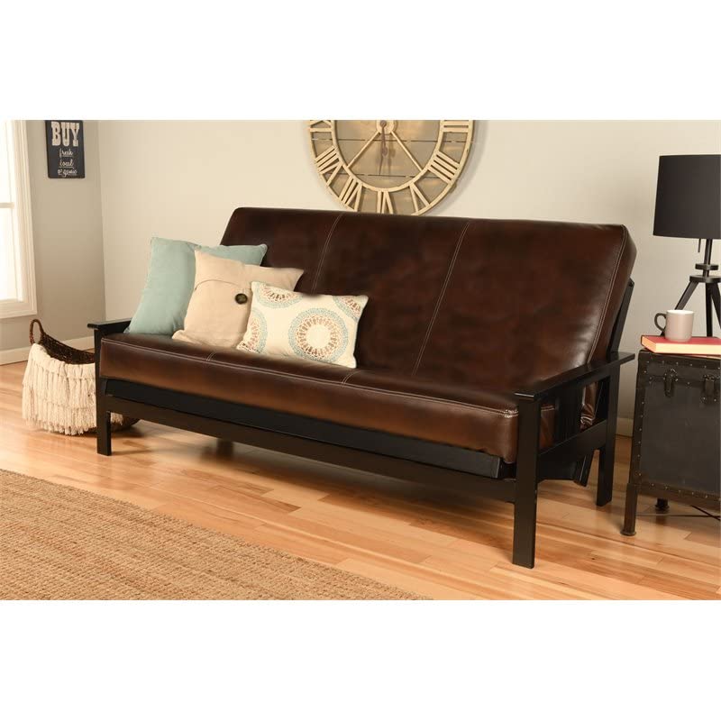 Kodiak Furniture Monterey Black Sofa with Java Brown Faux Leather Mattress