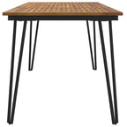 vidaXL Solid Acacia Wood Patio Table with Hairpin Metal Legs - Industrial Style Multipurpose Table for Indoor and Outdoor Use - Brown