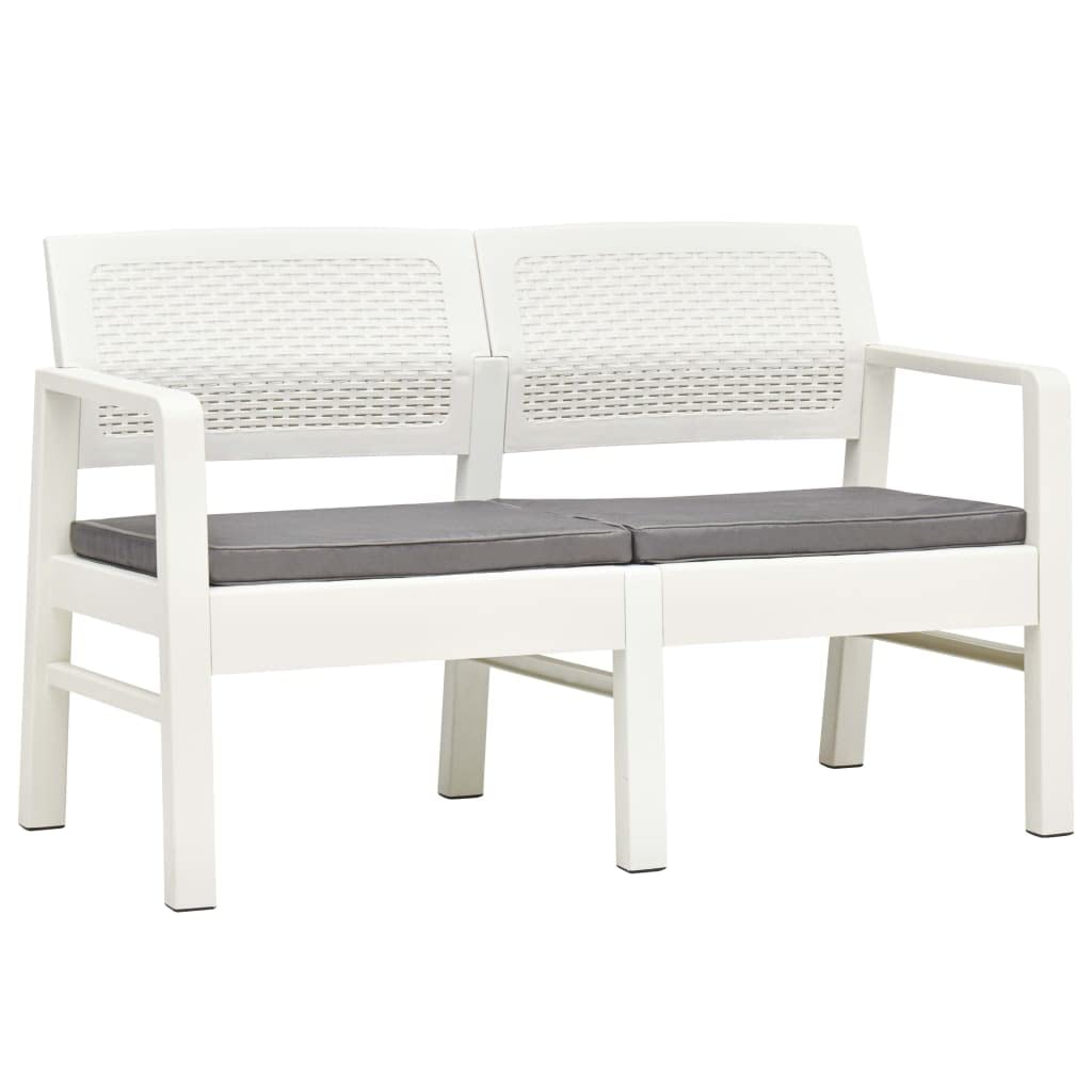 2-Seater Patio Bench with Cushions 47.2&quot; Plastic White