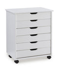 Cary Six Drawer Wide Roll Cart, White Wash