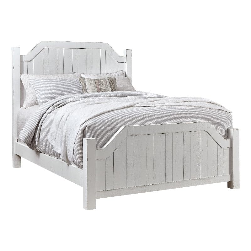 Progressive Furniture Elmhurst King Post Bed Distressed Cotton White