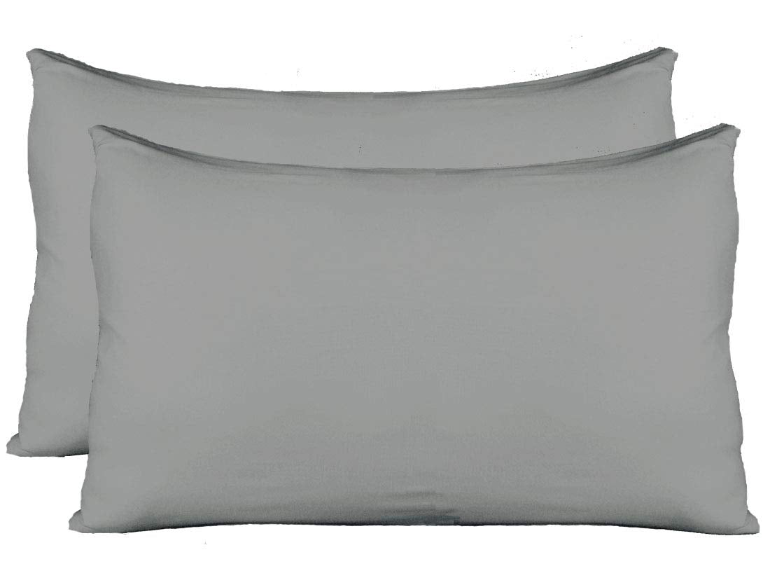 Extra Soft Jersey Knit Pillow Cases, Standard Size With Hidden Zipper, Soft Than Cotton, Pack Of 2, Gray