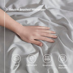 Nestl Light Grey Duvet Cover Queen Size - Soft Double Brushed Queen Duvet Cover Set, 3 Piece, With Button Closure, 1 Duvet Cover