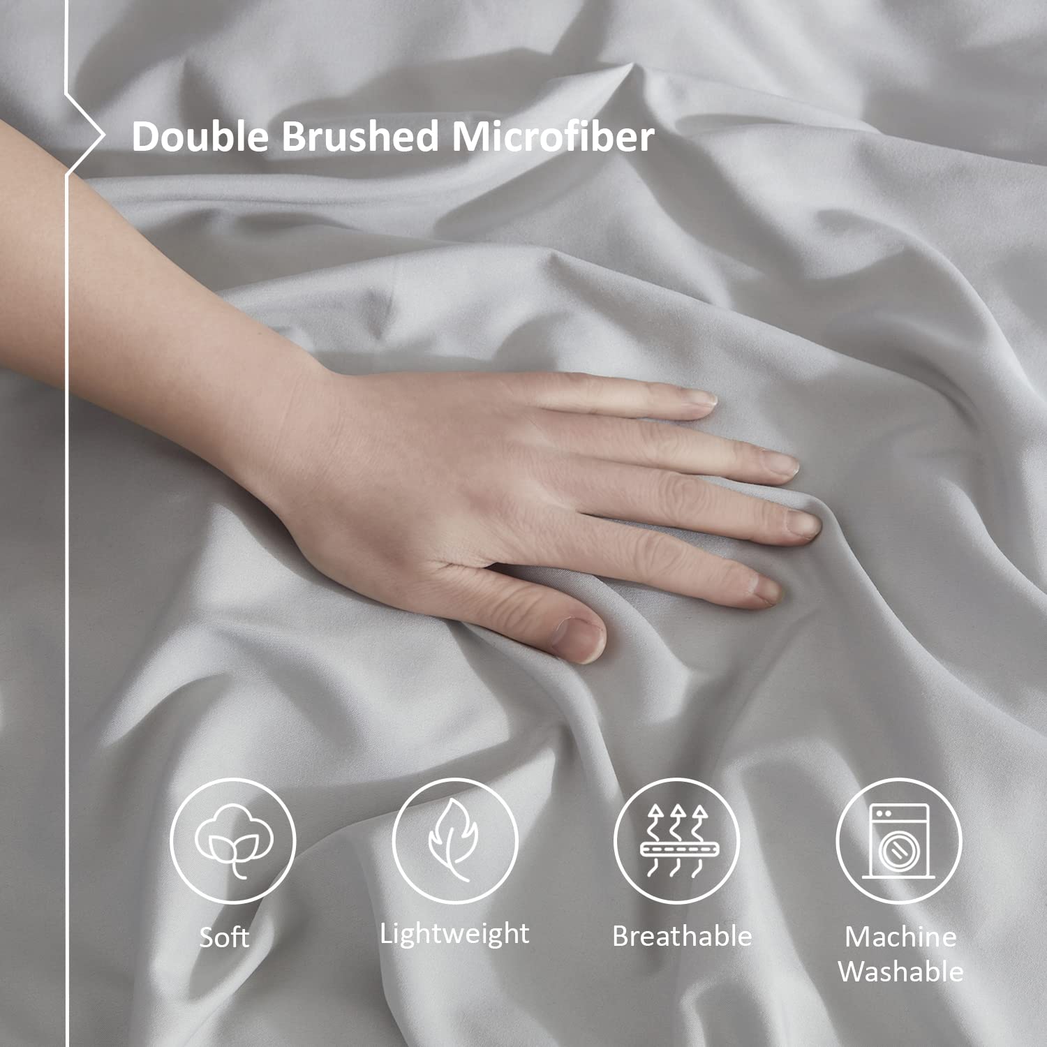 Nestl Light Grey Duvet Cover Queen Size - Soft Double Brushed Queen Duvet Cover Set, 3 Piece, With Button Closure, 1 Duvet Cover