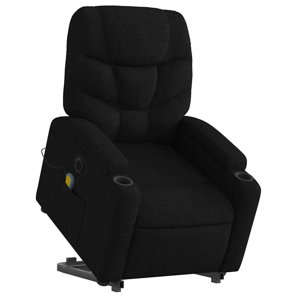 vidaXL Black Fabric Electric Stand up Massage Recliner Chair - Thumbnail 4