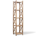 vidaXL Authentic Bamboo 5-Tier Shelf Square - Compact and Versatile Freestanding Shelf for Living Room/Bathroom/Patio - 13.8" x 13.8" x 59.8"