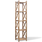 vidaXL Authentic Bamboo 5-Tier Shelf Square - Compact and Versatile Freestanding Shelf for Living Room/Bathroom/Patio - 13.8" x 13.8" x 59.8"